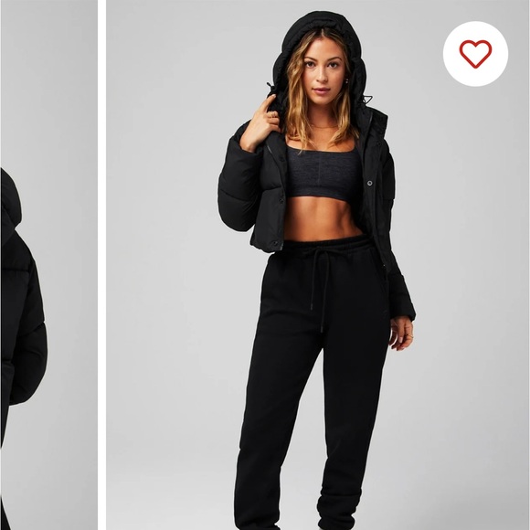 Fabletics Black Puffer Jacket with High Collar and Quilted Design -medium - Picture 3 of 7